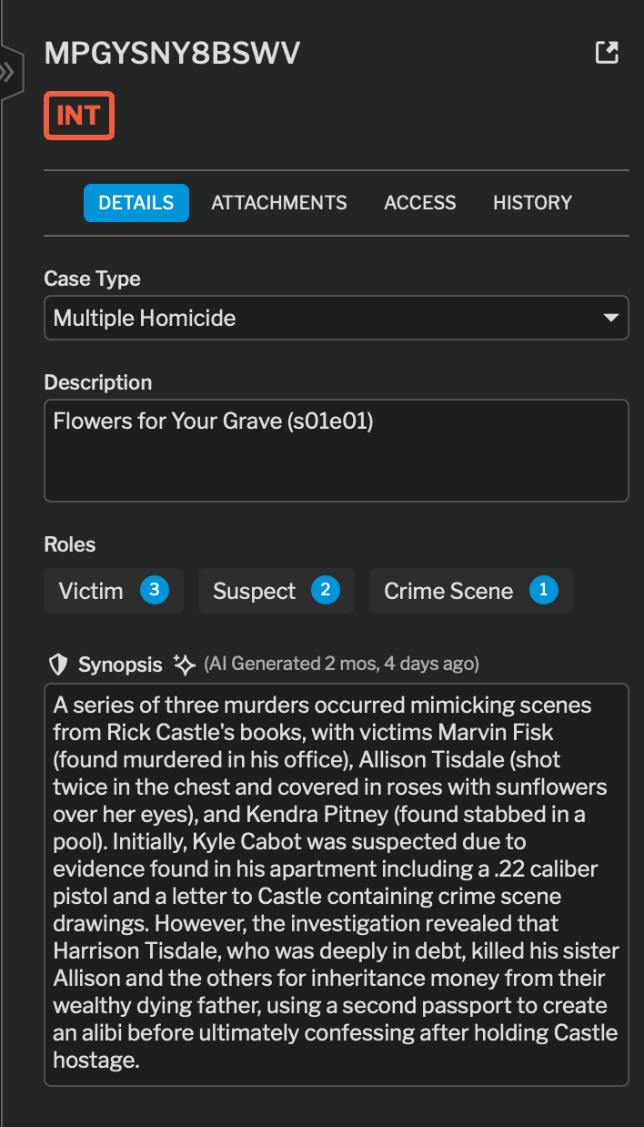 A case details view