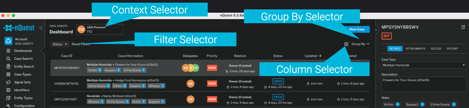 Dashboard with controls