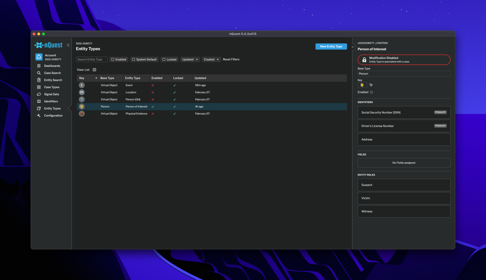 Entity Type Manager