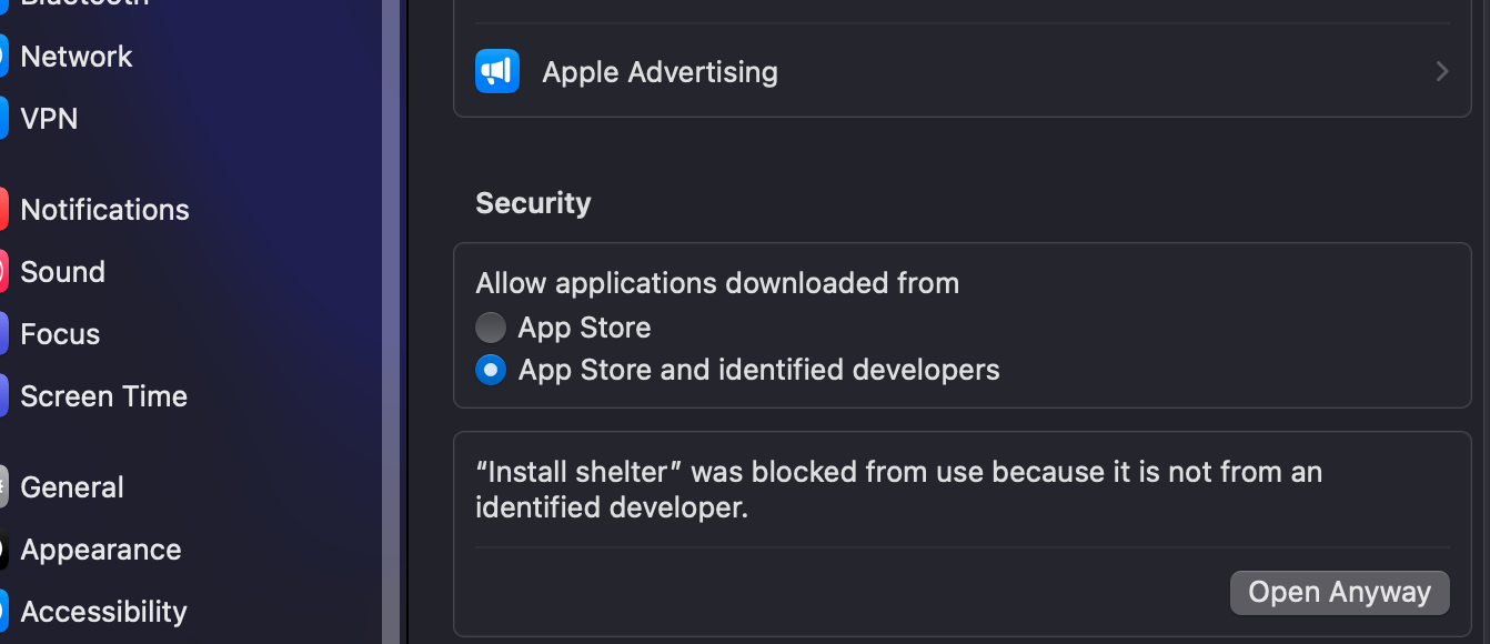 Shelter Privacy Settings