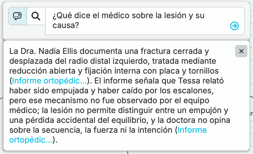nQuest distingue lo que la evidencia médica establece sobre la lesión de Tessa de la causa controvertida de su caída.