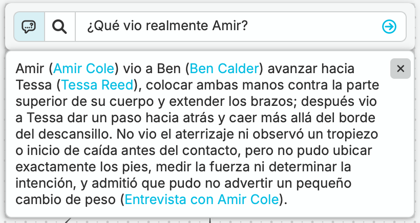 Leah le pregunta a nQuest: «¿Qué vio realmente Amir?». nQuest describe el contacto y la extensión del brazo antes de que Tessa diera un paso hacia atrás, junto con las limitaciones de la perspectiva de Amir.