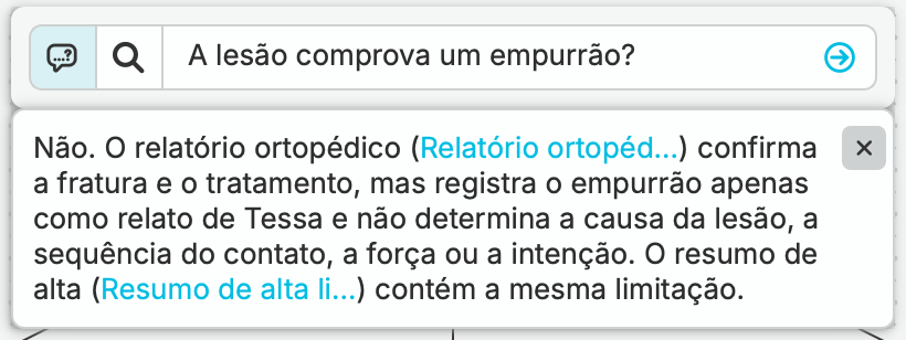 O nQuest distingue o que as evidências médicas estabelecem sobre a lesão de Tessa da causa contestada da queda.