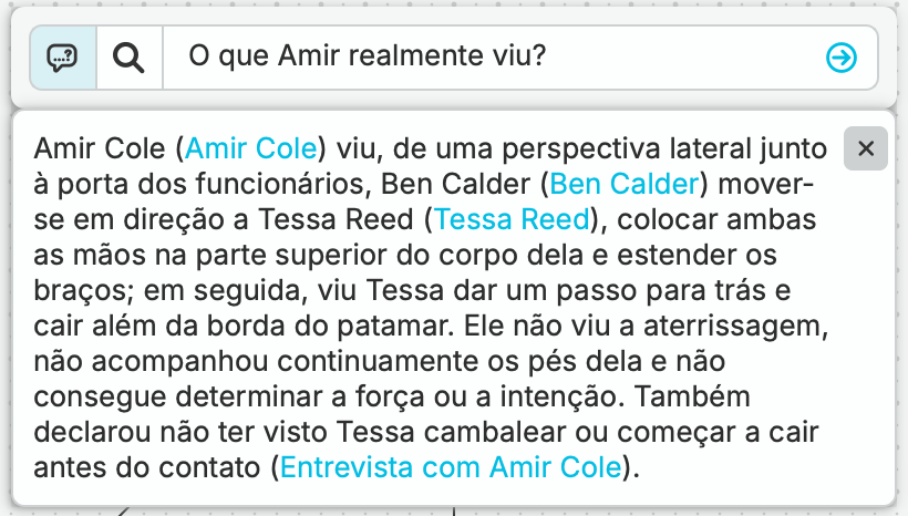 Leah pergunta: “O que Amir realmente viu?”. O nQuest descreve o contato e a extensão do braço antes do movimento de Tessa para trás, junto das limitações do campo de visão de Amir.